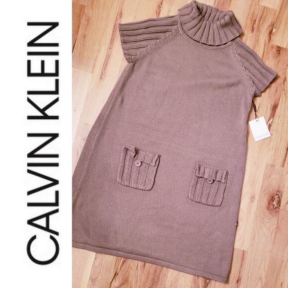 NWT Calvin Klein Cowl Neck Sweater Designer Dress - Picture 1 of 9